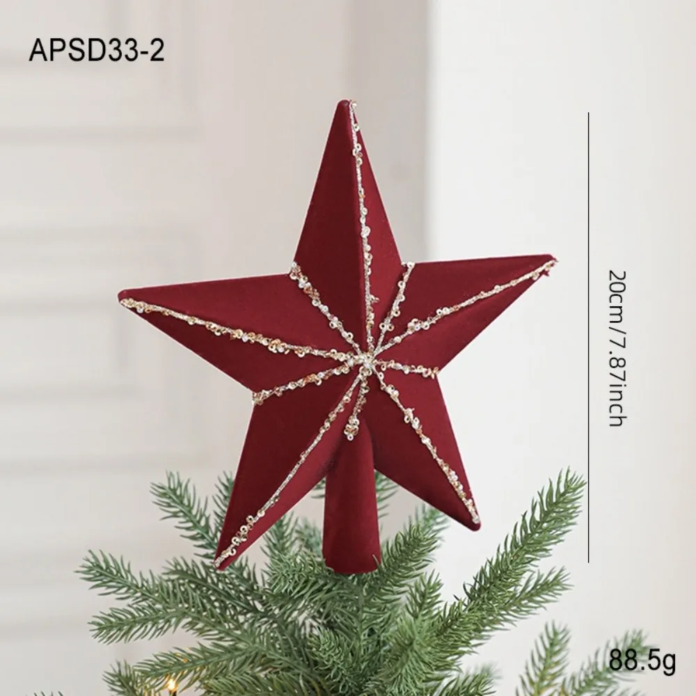 

New 3D Red Glitter Star Christmas Tree Crown Star Pentagram Plastic Christmas Tree Top Star Christmas Decorations Xmas Party