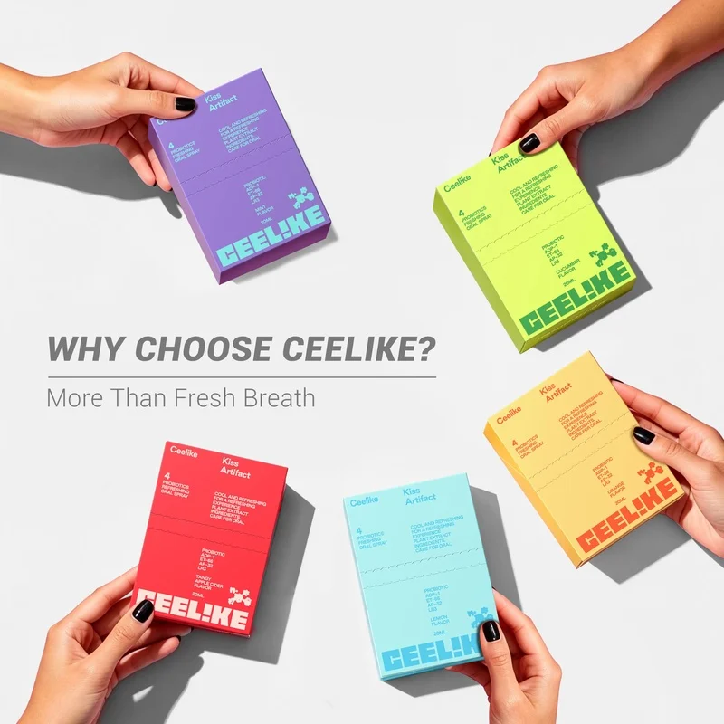 CEELIKE Oral Spray 20mL, Portable Breath Freshener, Instantly Freshens Bad Breath, 5 Fruit Flavors, Travel Oral Care Mouth Spray