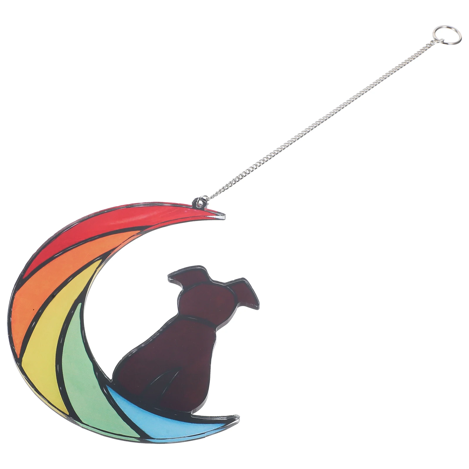 

Rainbow Moon Sun Catcher Ornaments Puppy Acrylic Wall Decoration Stained Glass Suncatcher Home Garden Pendant Custom Jewelry
