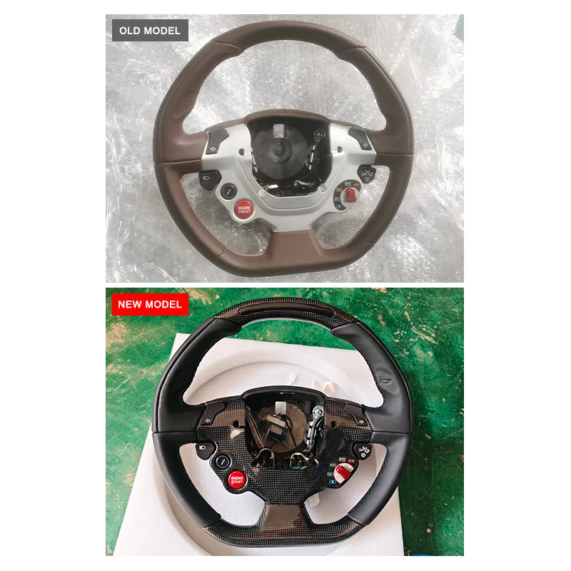 New 458 Modified Steering Wheel Carbon Fiber LED Shift Light Racing Style Leather Retrofit