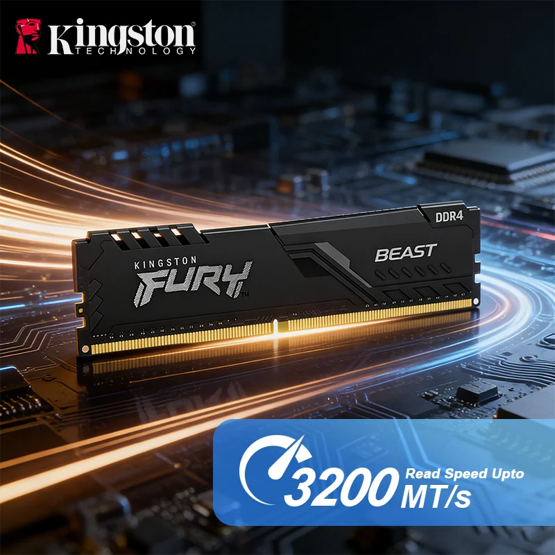 Memoria RAM Kingston FURY Beast DDR4 3200MHz 8GB/16GB/32GB CL16 para computadoras de escritorio Intel y AMD