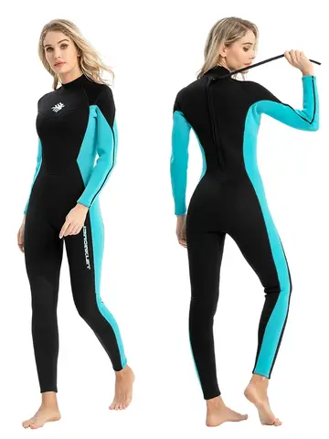 Women's 3mm Neoprene Snorkeling Suit Warm Anti-Jellyfish Cold-Proof One-Piece Back Zipper Wetsuit For Swimming Drifting Surfing