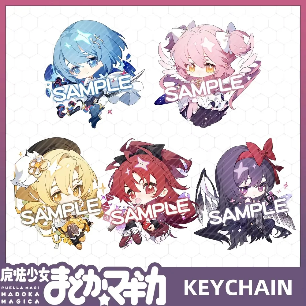 New Puella Magi Madoka Magica Cartoon Keychain Sakura Kyouko Miki Sayaka Cute Pendant Keyring Anime Backpack Jewelry Friend Acry