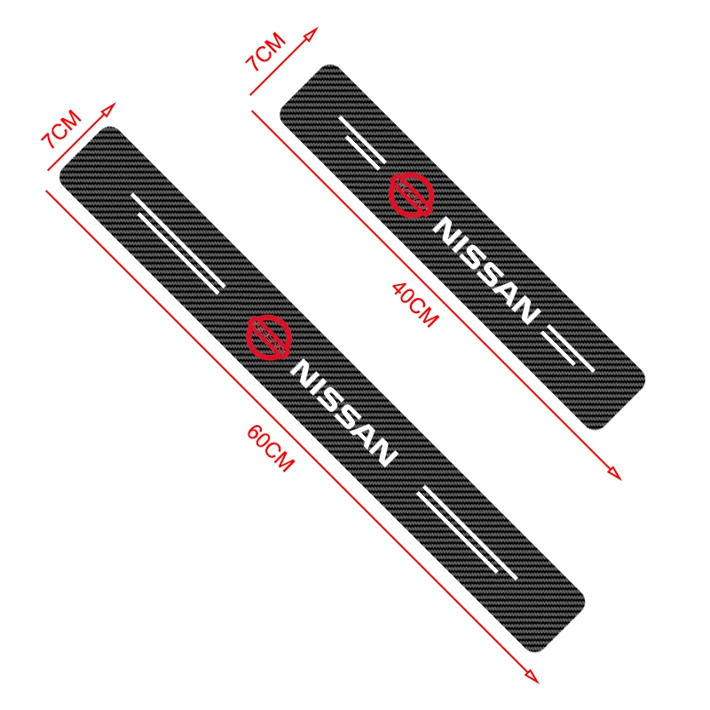 Carbon Fiber Leather Car Door Sill Strip Badge Sticker For Nissan Nismo Qashqai Juke X trail Ariya Leaf Patrol Navara Pathfinder