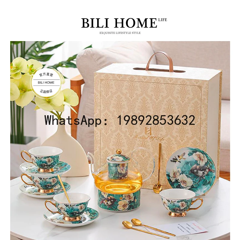 YFY Coffee Cup High-End Luxury Afternoon Tea Tea Brewing Exquisite Luxurious Glass Pot High-End Gift Box Set