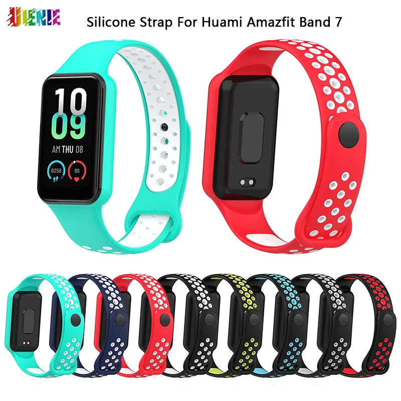 

UIENIE Bicolor Silicone Strap For Huami Amazfit Band 7 Fashion Smartwatch Band Replacement Sports Bracelet Wristband Accessories