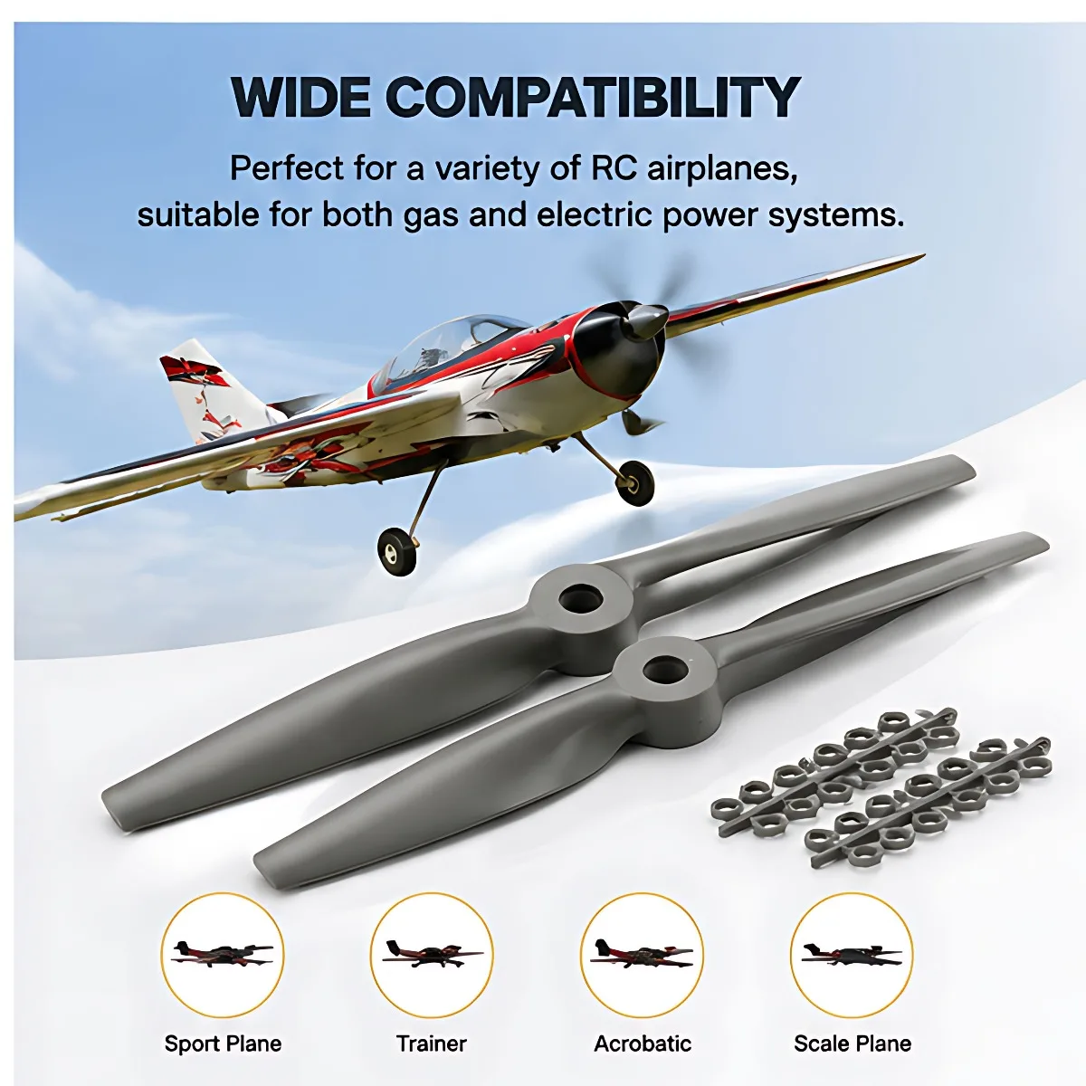 8x4 10x4 Gas/Electric Propeller for RC Airplane Fixed Wing Glow/Nitro/Brushless Motor - view 4
