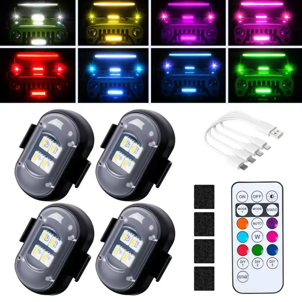 

8 color Wireless Light Aircraft Airplane Helicopter Warning Lights RGB Led Aircraft Strobe Lights Car Motorcycle LED Lights
