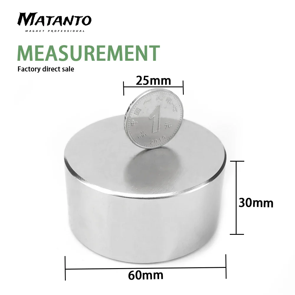 1Pc 60mm Big Round Magnet Super 60x10 60x20 60x30mm Powerful Strong Magnetic Permanent Neodymium Magnets Magnetic Sheet