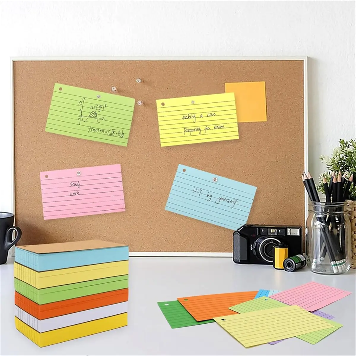 ABFW 800 PCS Index Cards 3x5 Inches Colored Flash Cards with Ring, Punched Lined Flashcard Ruled Index Cards Notecards