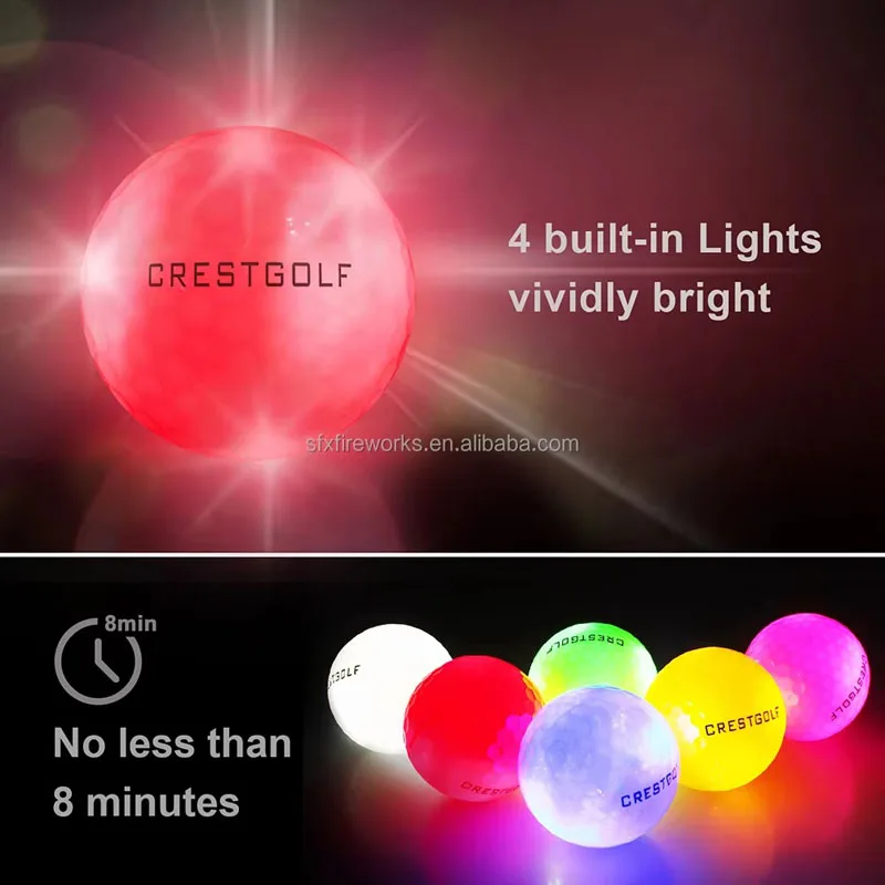 8pcs LED Golf-Balls for Night Glow in The Dark Golfed Ball with 4 Light Super Bright Six Colors Best Gift for Golfers