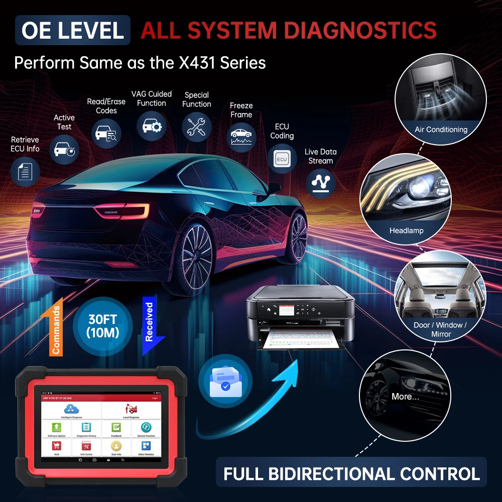 X431 CRP919E إطلاق BT أداة تشخيص السيارة DBScar VII VCI Auto Obd Obd2 الماسح الضوئي اختبار نشط ECU الترميز CANFD DOIP 31 + إعادة تعيين