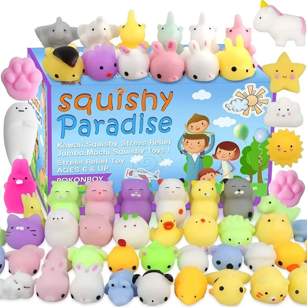 5-50PCS Random Cute Animals Vent and Relieve Stress with Toys and Small Gifts Soft Rubber Animal Pinching
