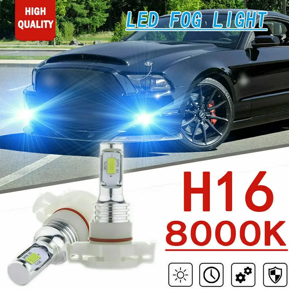 2x 70W 5202 H16 LED Fog Light Bulbs Ice blue For GMC Sierra 1500 2500 3500 2007-2017 Acadia 2007 - 2012 Yukon XL 2007-2013