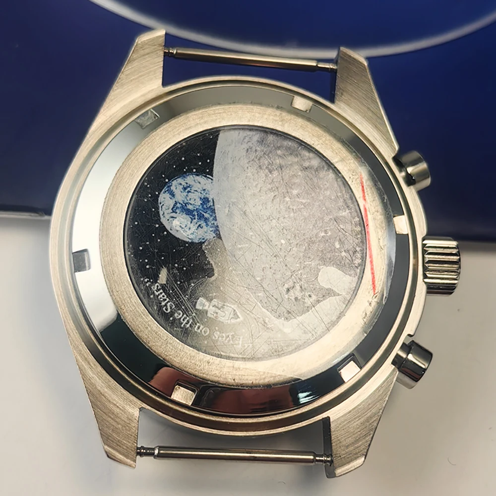 40 مللي متر ساعة رجالي حافظة من الفولاذ المقاوم للصدأ كلمة بيضاء الألومنيوم الحافة القمر الغطاء الخلفي صالح VK63 ساعة يد تعمل بالحركة اكسسوارات الجمعية #3