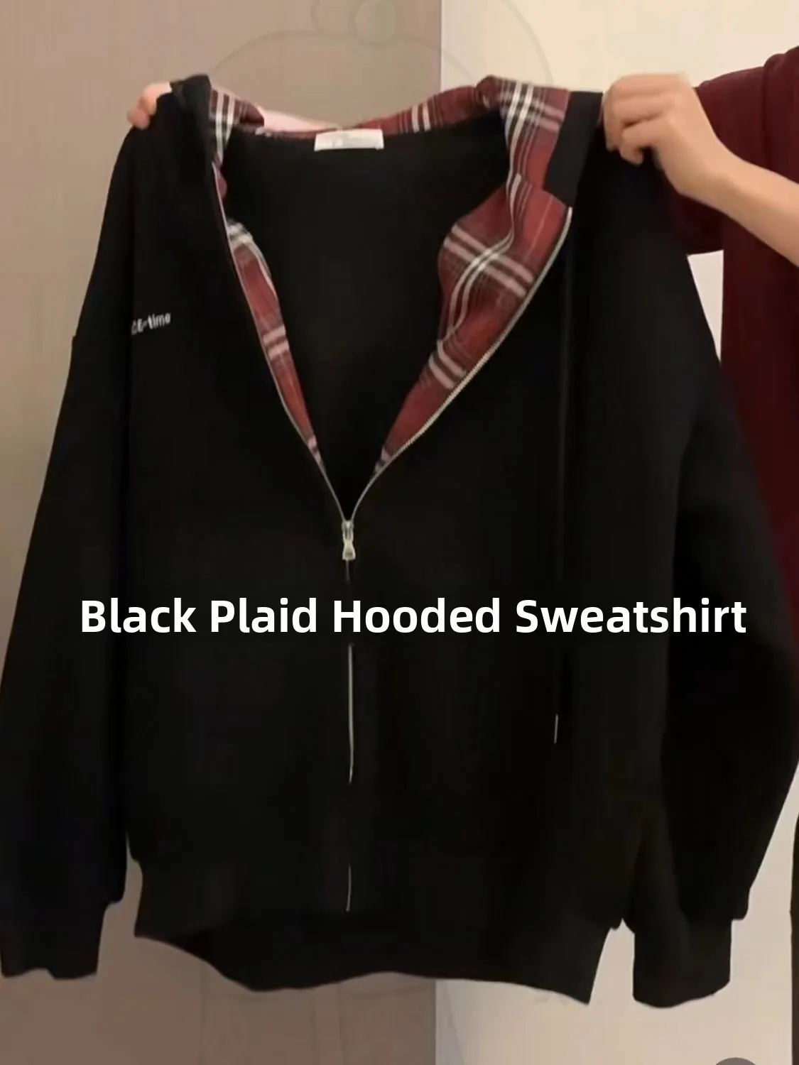 Américain paresseux Sle rétro Plaid épissage à capuche automne hiver Fce Couple manteau décontracté à la mode longue fermeture à glissière Sve