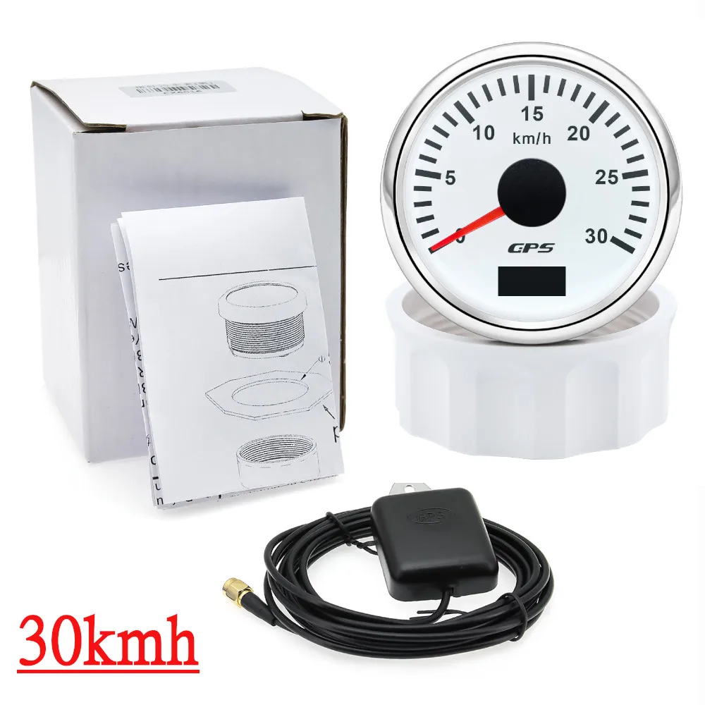 HD 52 MM GPS Snelheidsmeter 30/60/80/120/200 Km/h Boot Auto Vrachtwagen Snelheidsmeter Meter 7 Kleur Backlight Met GPS Antenne 9-32 V