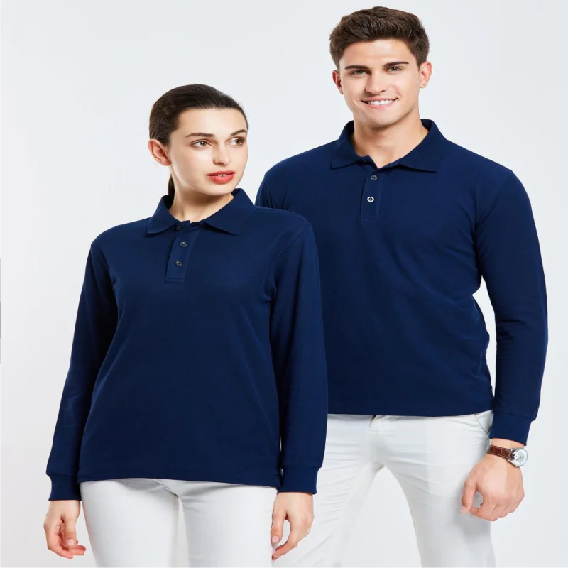 Leisure long sleeved POLO shirt custom autumn and spring long sleeved lapel t-shirt with printed logo and personalized design em