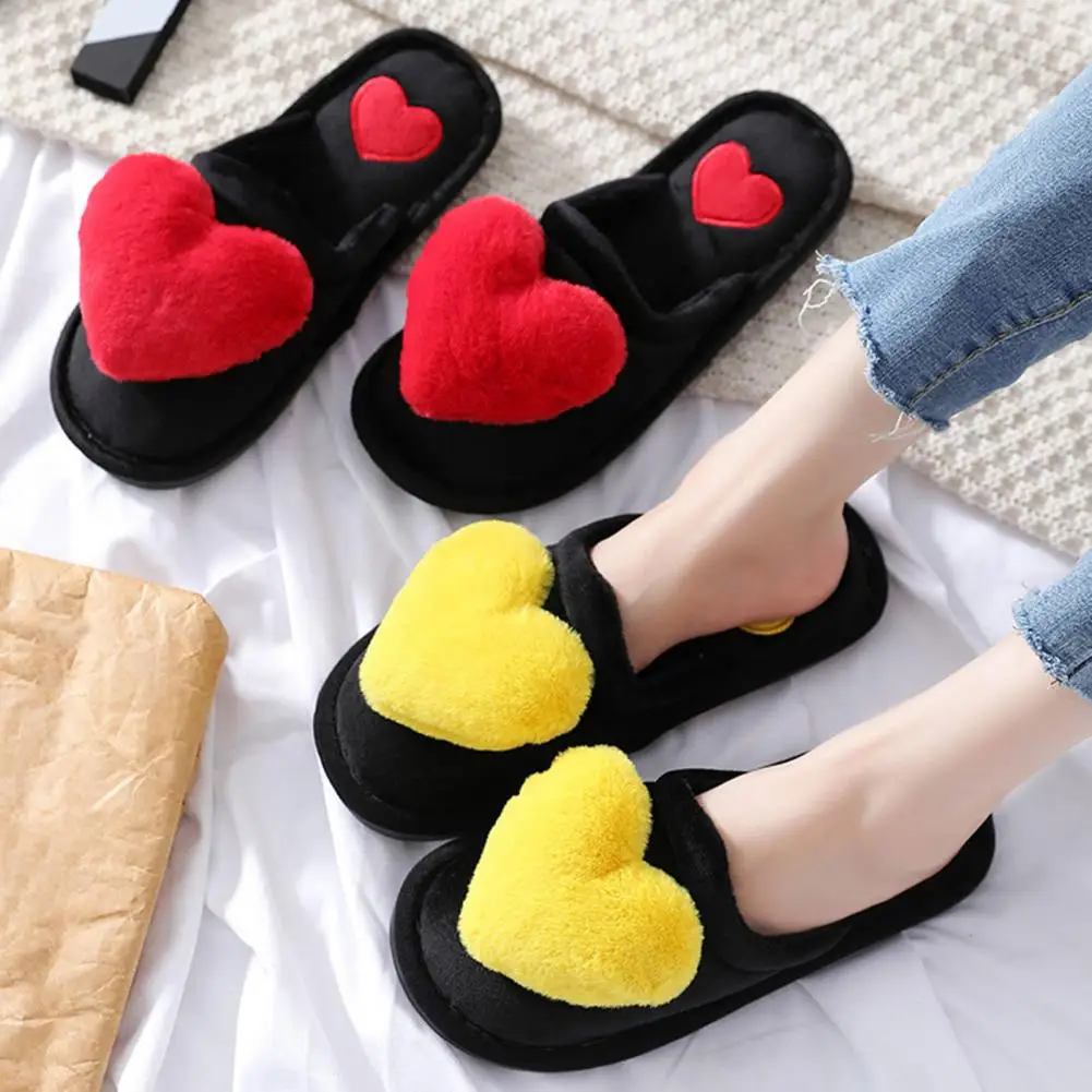 

Теплая домашняя обувь, женские зимние тапочки, нечеткие женские тапочки с сердечками, теплая плюшевая зимняя обувь на нескользящей подошве