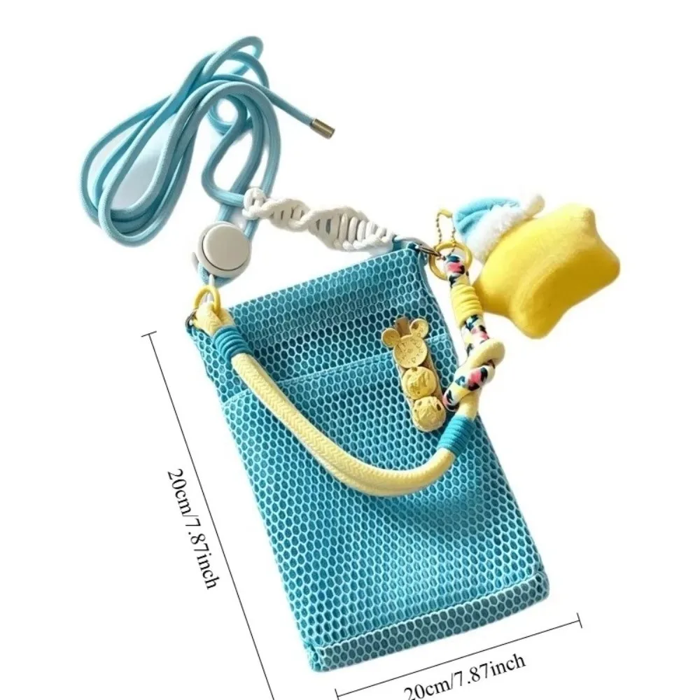 Adjustable Lanyard Mesh Phone Bag Braided Strap Portable Design Phone Crossbody Bag Mini Purse Cute Style Mobile Phone Pouch view 6