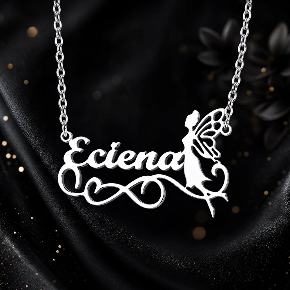 カスタム蝶名ネックレス女性のためのステンレス鋼チョーカーネッ - Name Necklace Custom のレビューと価格