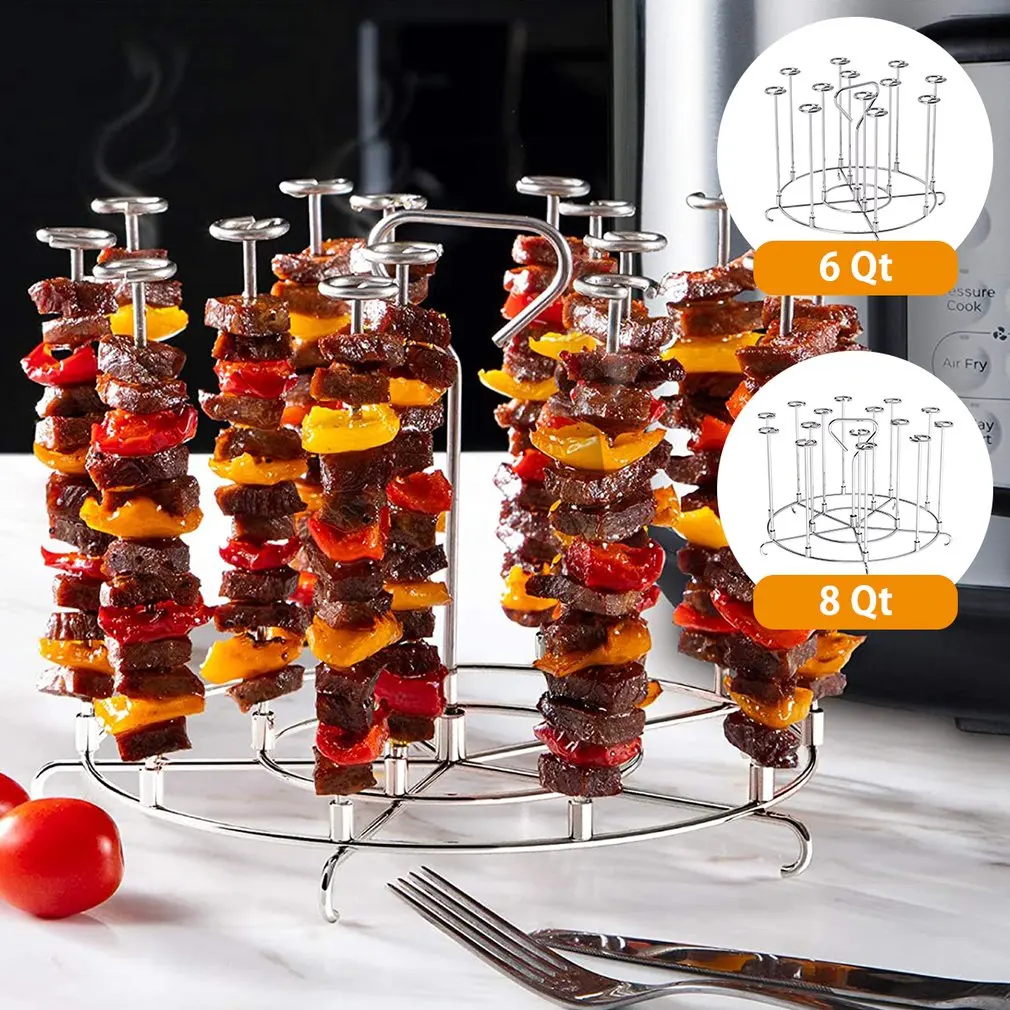 6Qt/8Qt Air Fryer Skewer Stand BBQ Skewers Vertical Skewers Holder Grilling Air Fryer For Ninja For Oven Grill Kitchen Accessory