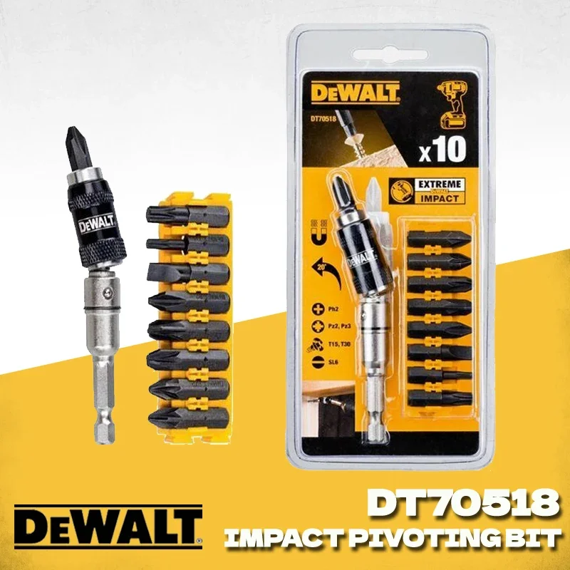 DEWALT Set of 10 Piece with Pivotal Insert Holder Strong Magnetic Corner Connecting Rod Extended Power Tool Accessoriess DT70518