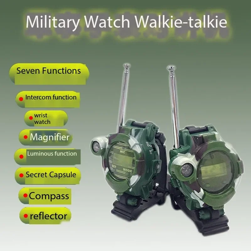 2PCS ของเล่นเด็กนาฬิกา Walkie Talkies ทหารนาฬิกา Walkie Talkie 2-Way Transceiver เด็กกลางแจ้ง Interphone ของขวัญ