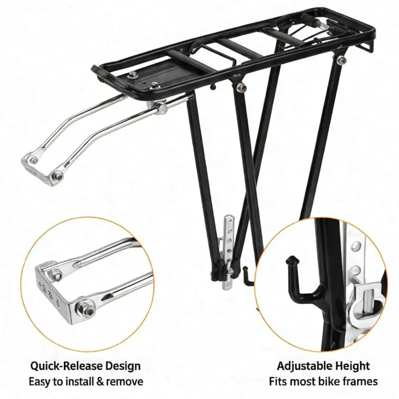 Bicycle Rear Rack Quick Release Aluminum Alloy Heavy Duty Adjustable Ideal Gift for Cycling Enthusiasts Luggage Hold