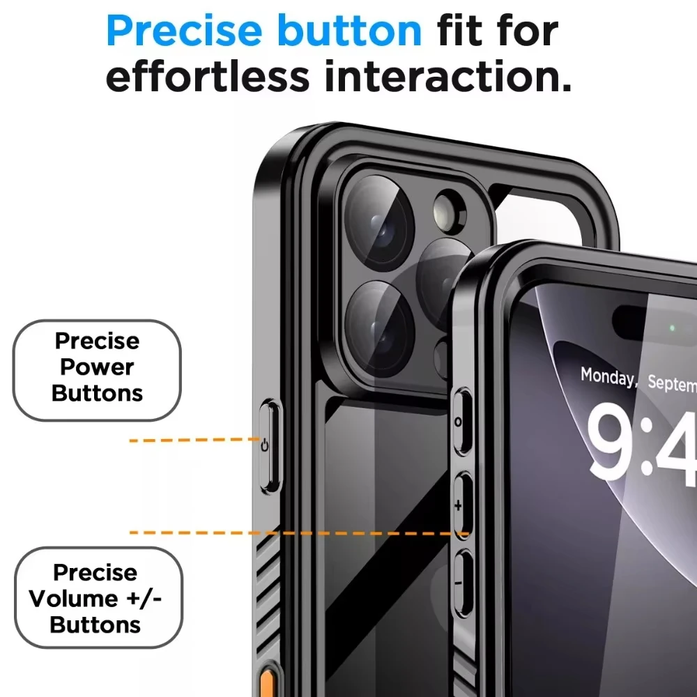 IP68 Waterproof Case For iPhone 16 15 14 13 12 11 Pro Max XR XS Plus 8 7 Metal Aluminum Swimming Phone Luxury Underwater Cover