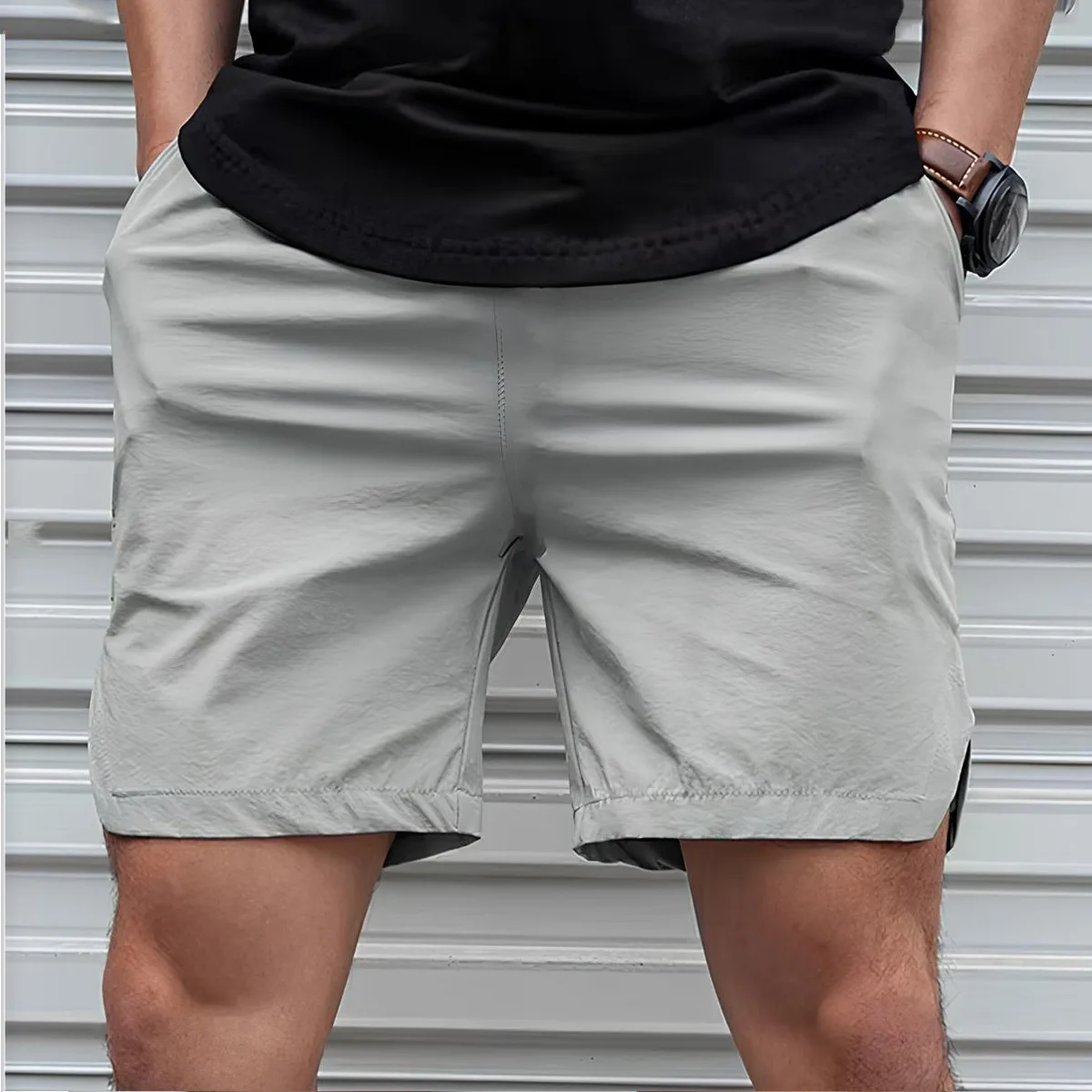 

Men's Casual Shorts Summer Solid Color Pocket Drawstring Loose Short Cargo Pants Men's Sports Running Straight Leg Beach Pants