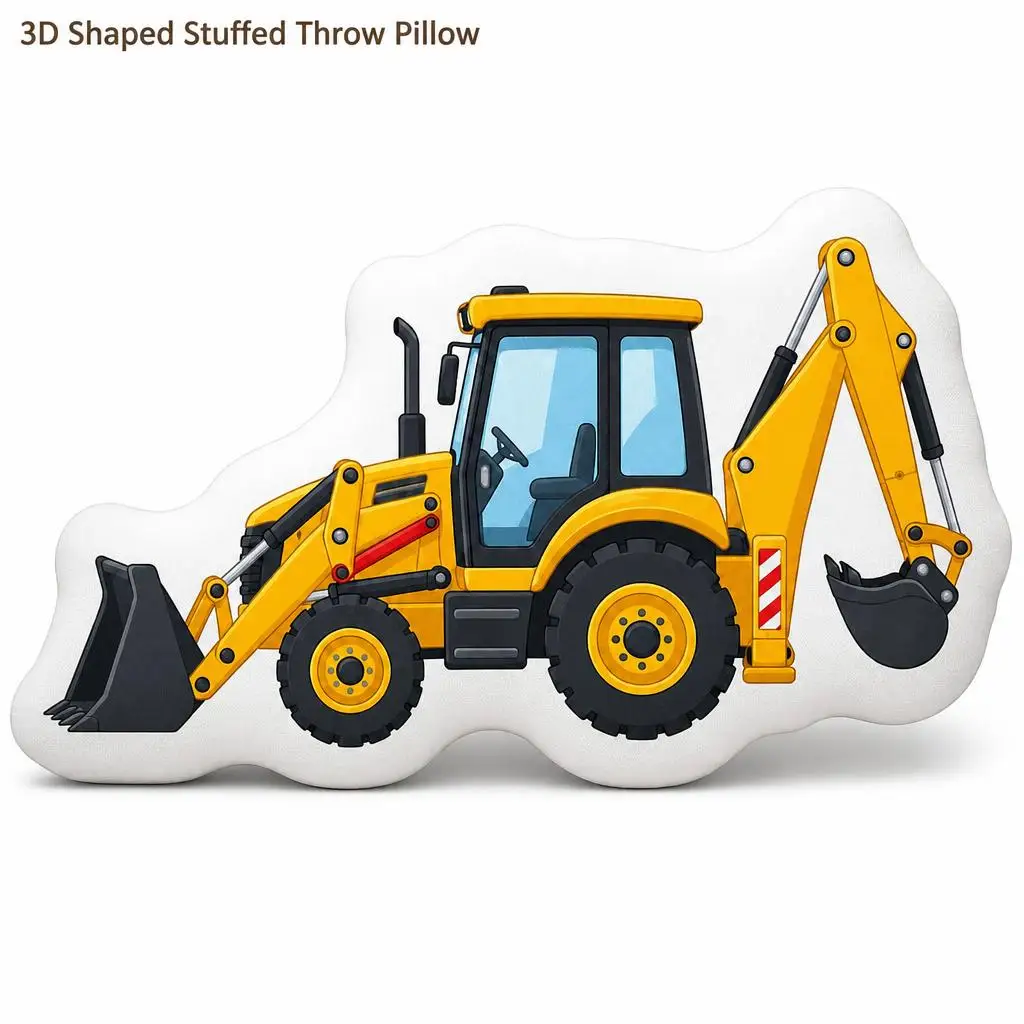 Backhoe Loader Construction Vehicle Plush Pillow Cushion Stuffed Throw Pillow Home Decor Gift Sofa Bed Children's Room Gifts