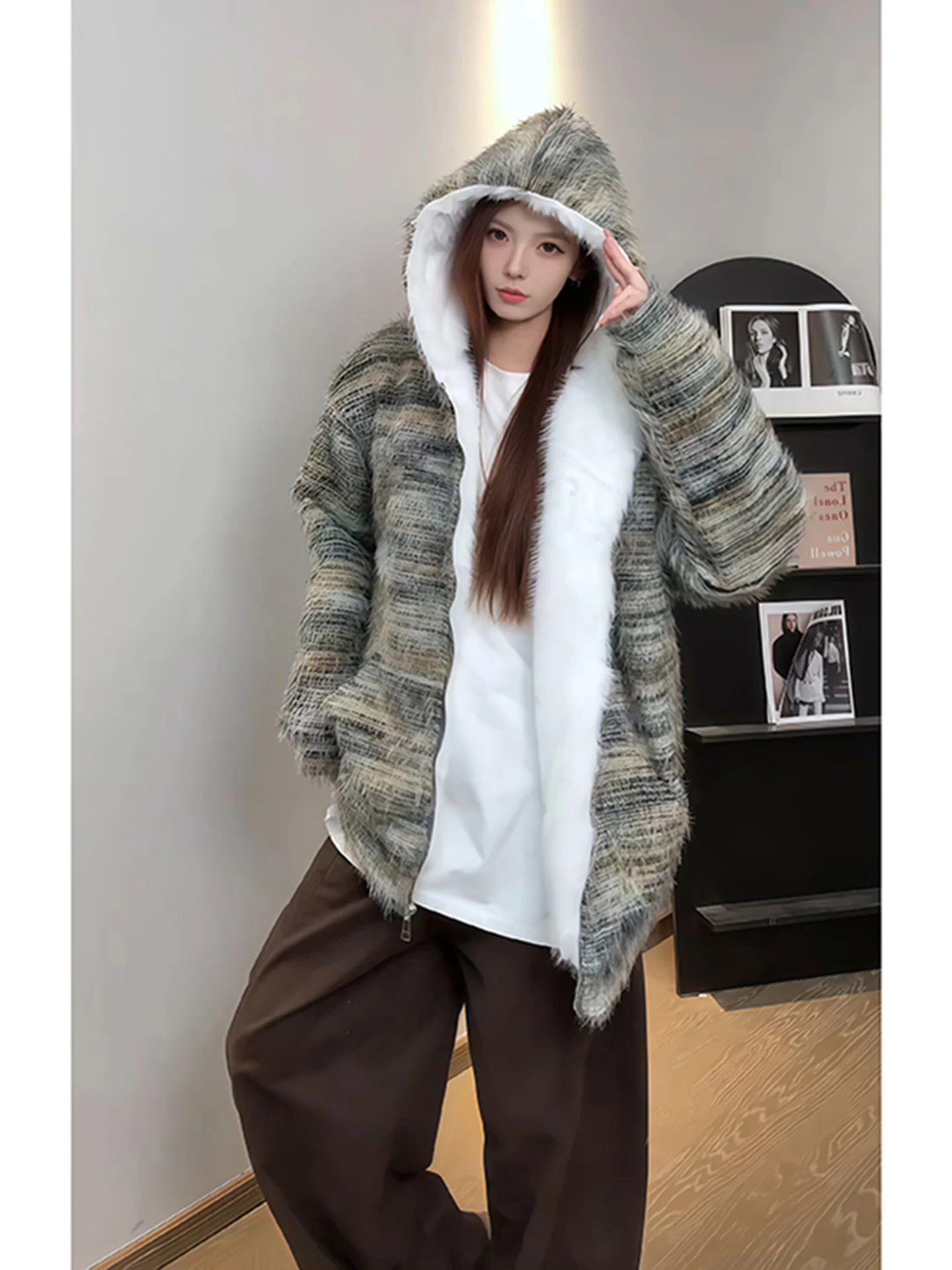 

Мужская зимняя куртка в стиле ретро с подкладкой из овечьего меха, теплая, хлопковая, от бренда Faion, с капюшоном, в стиле «масляная живопись»...