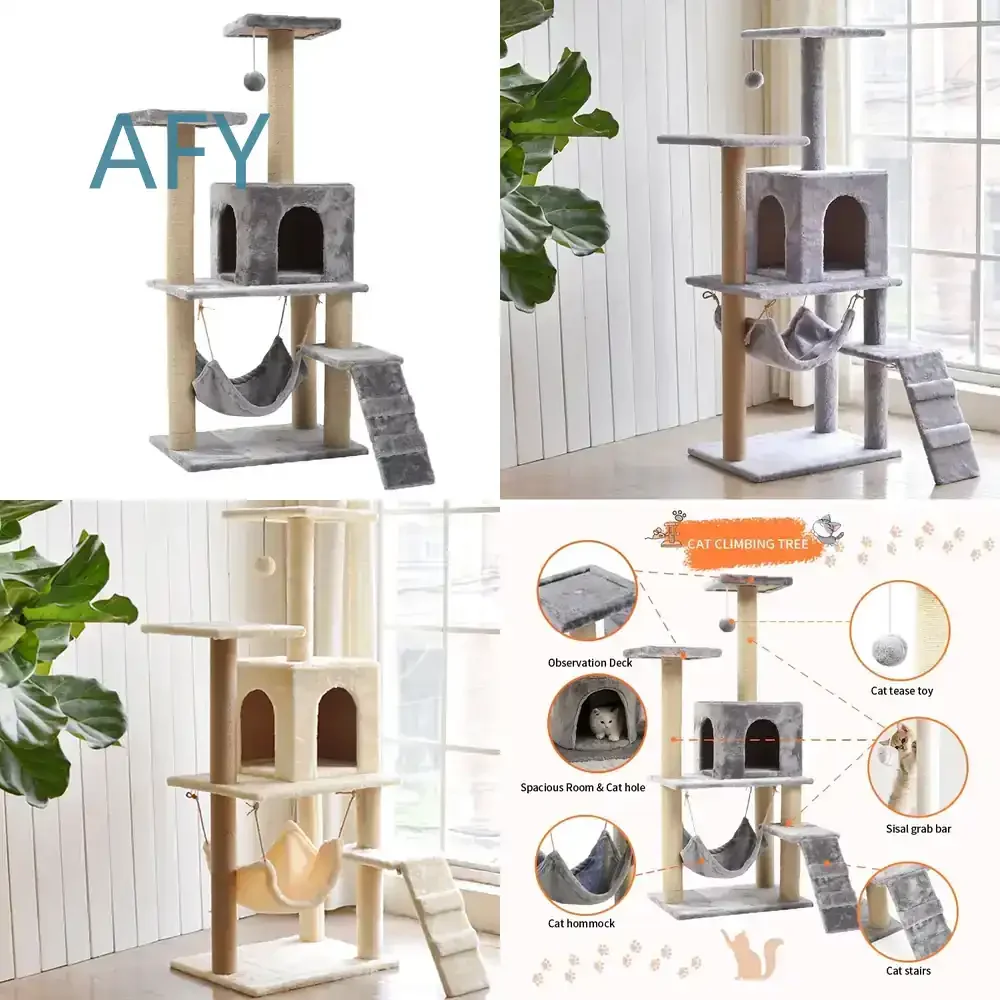 Luxury Cat Toy House for Cats with Climbing Frame Scratching Post Cat Tree Tower for Small Medium Large Cats Indoor Pet
