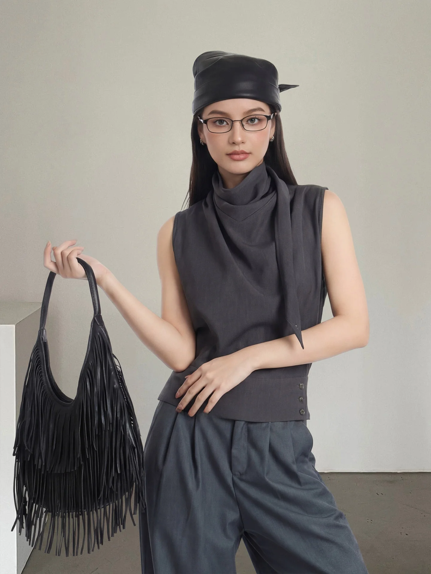 

ALL MY Design Sash Vest Women's Half High Collar Slim Fit Sleeveless Top Outerwear Sexy Summer 2026 Polyester Fiber Dry Fast