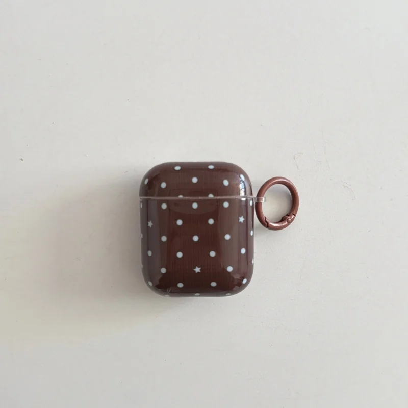 Blue-brown Polka Dot Star Pattern Earphone Case For Airpods Series, 1, 2, 3, 4, 5, Pro, Pro2, Pro3, Anti-fall