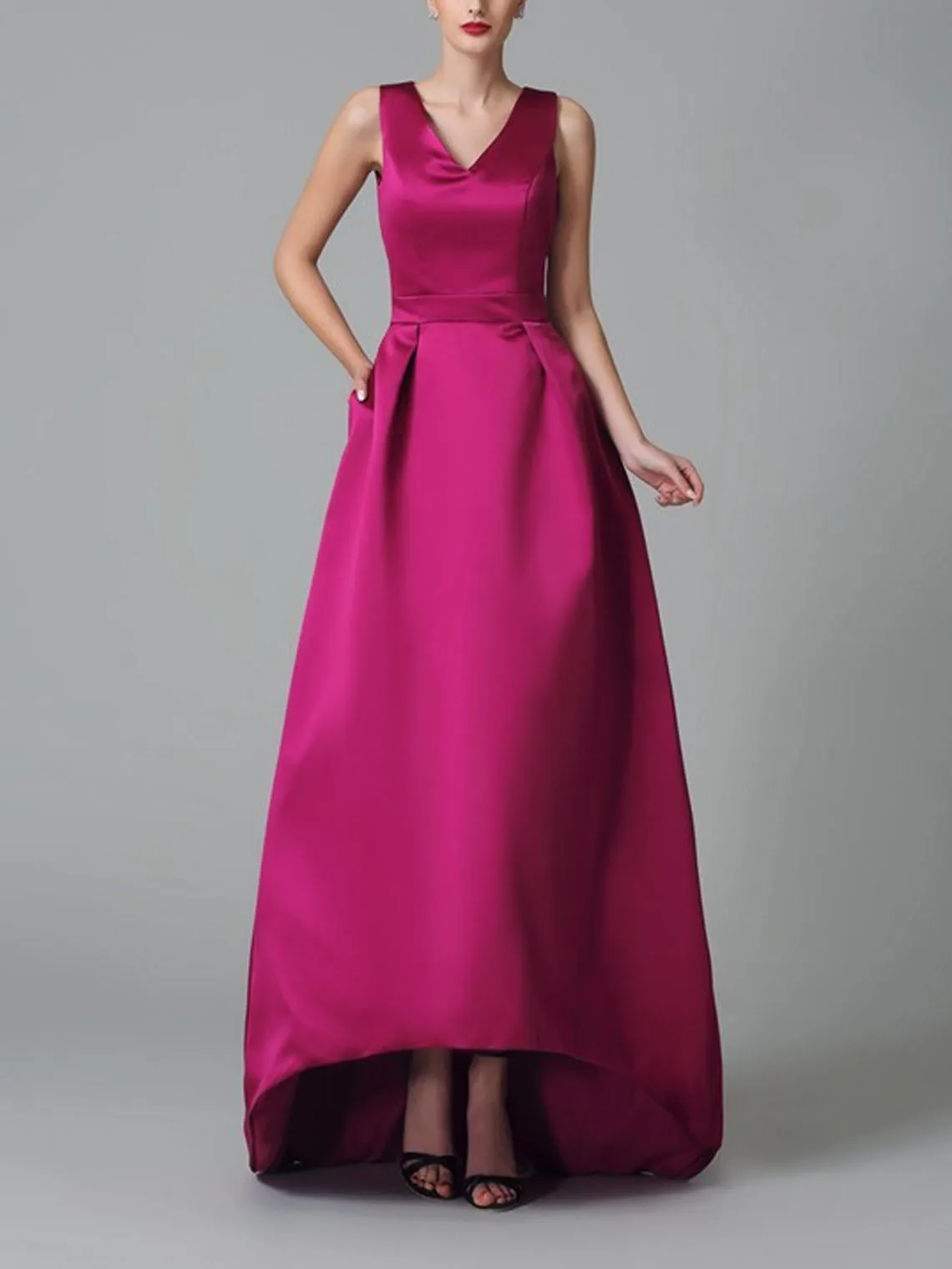 

Fashion Modern A-Line Prom Evening Gown Satin Strapless Sleeveless Asymmetrical Pleated Wedding Guest Dress 2025 Free Customized