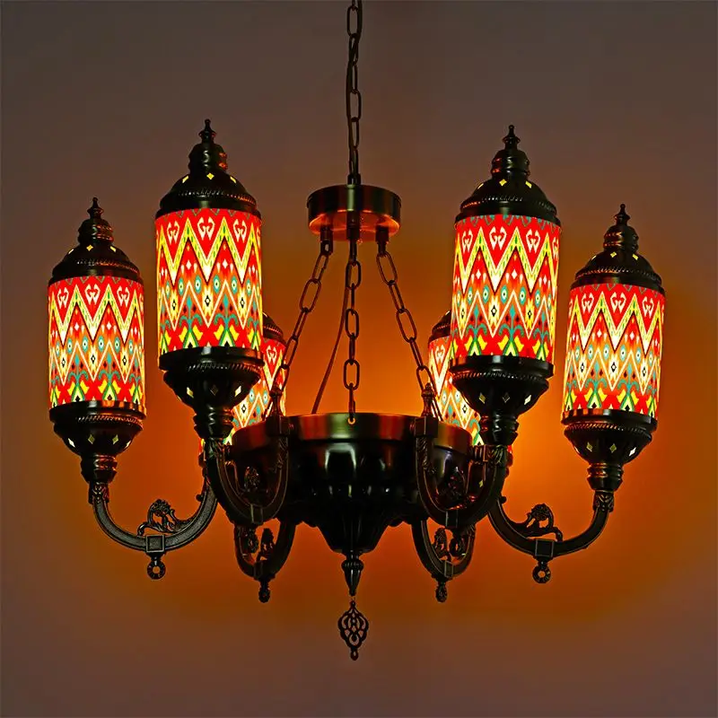 Exotic style retro wrought iron chandelier bar industrial style restaurant living room tea room