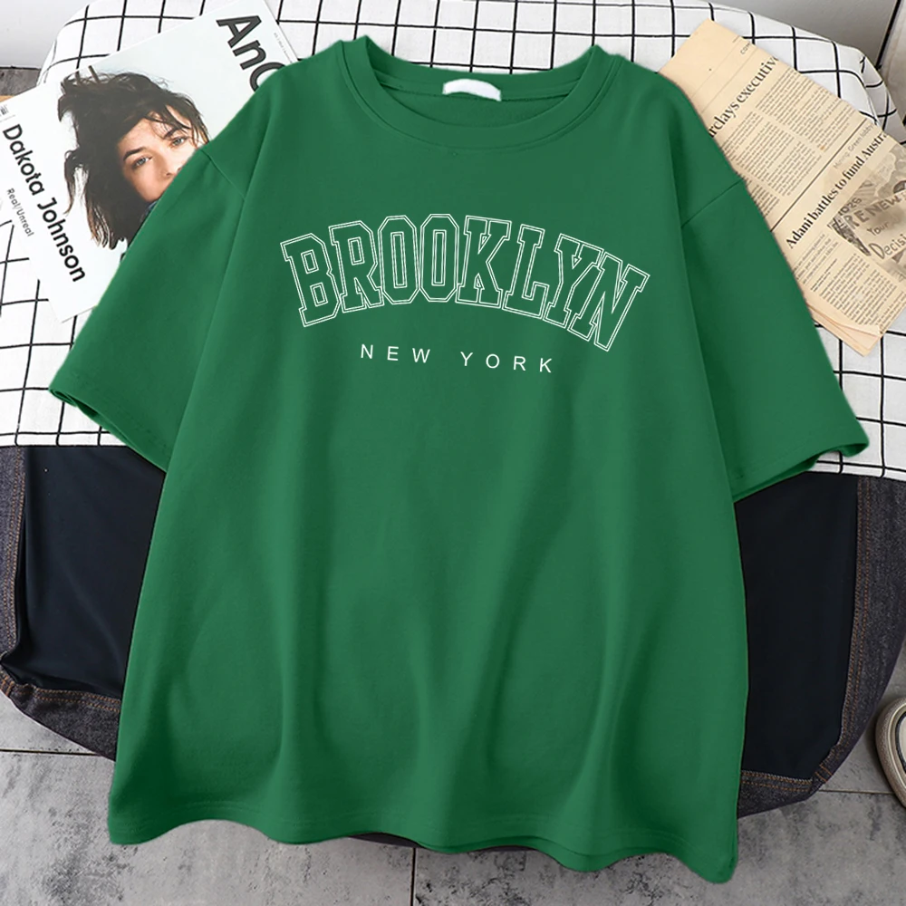 Brooklyn New York Usa City Cotton Men T-Shirt Trend Essential Tee Shirt Original Summer T-Shirts Oversized Individual Tee Top