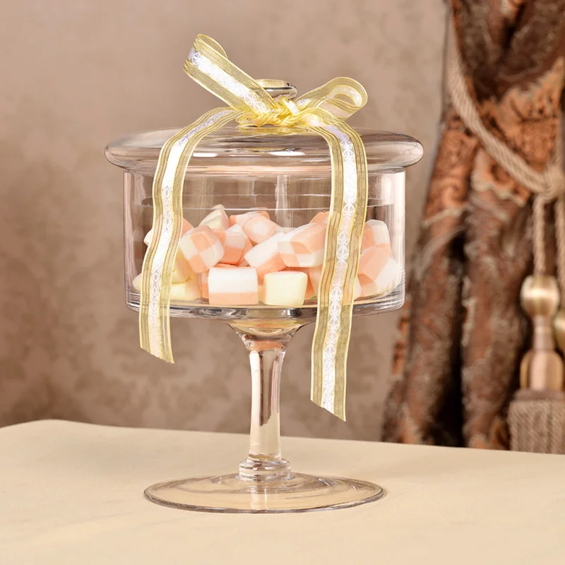 

European transparent glass cake plate fruit plate high tray dust cover wedding home dessert table display decoration WF1104220