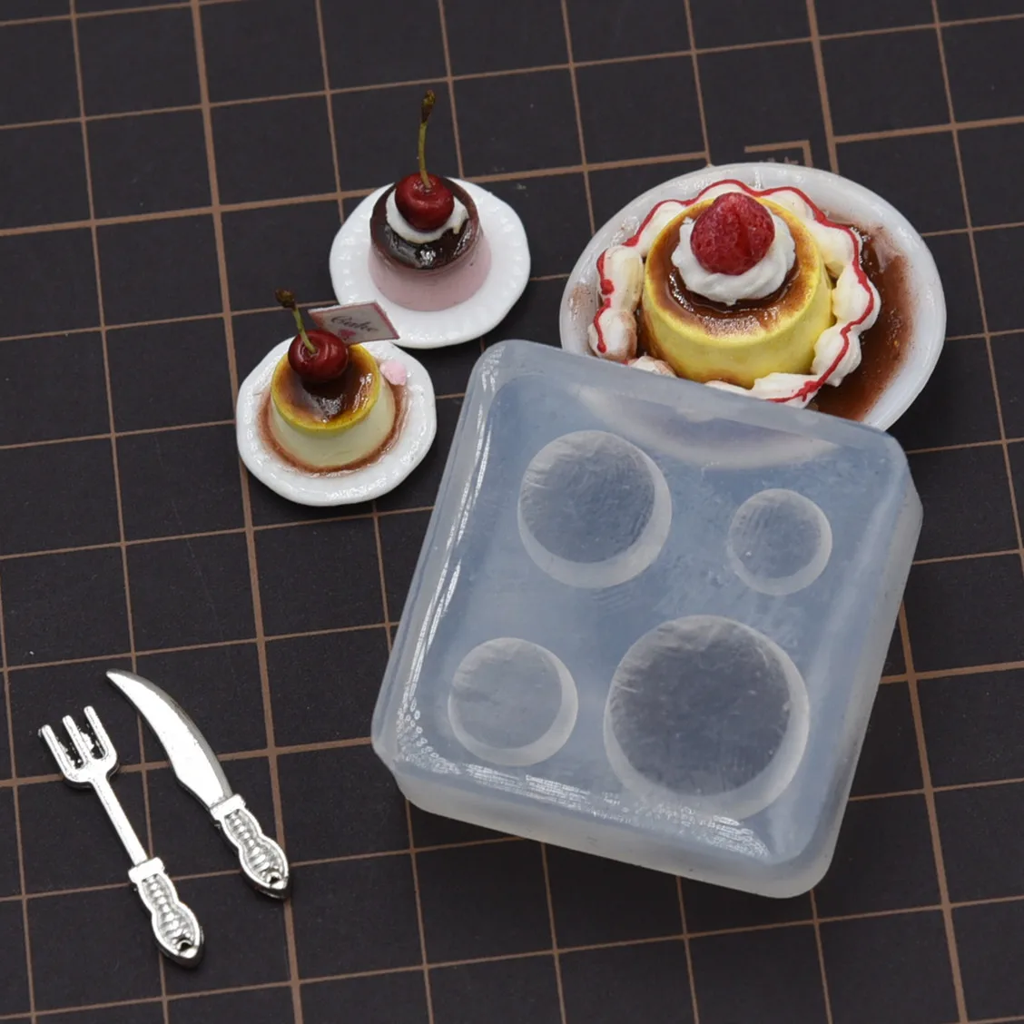 

Mini Caramel Pudding Silicone Molds Pottery Clay Dessert Cake DIY molds