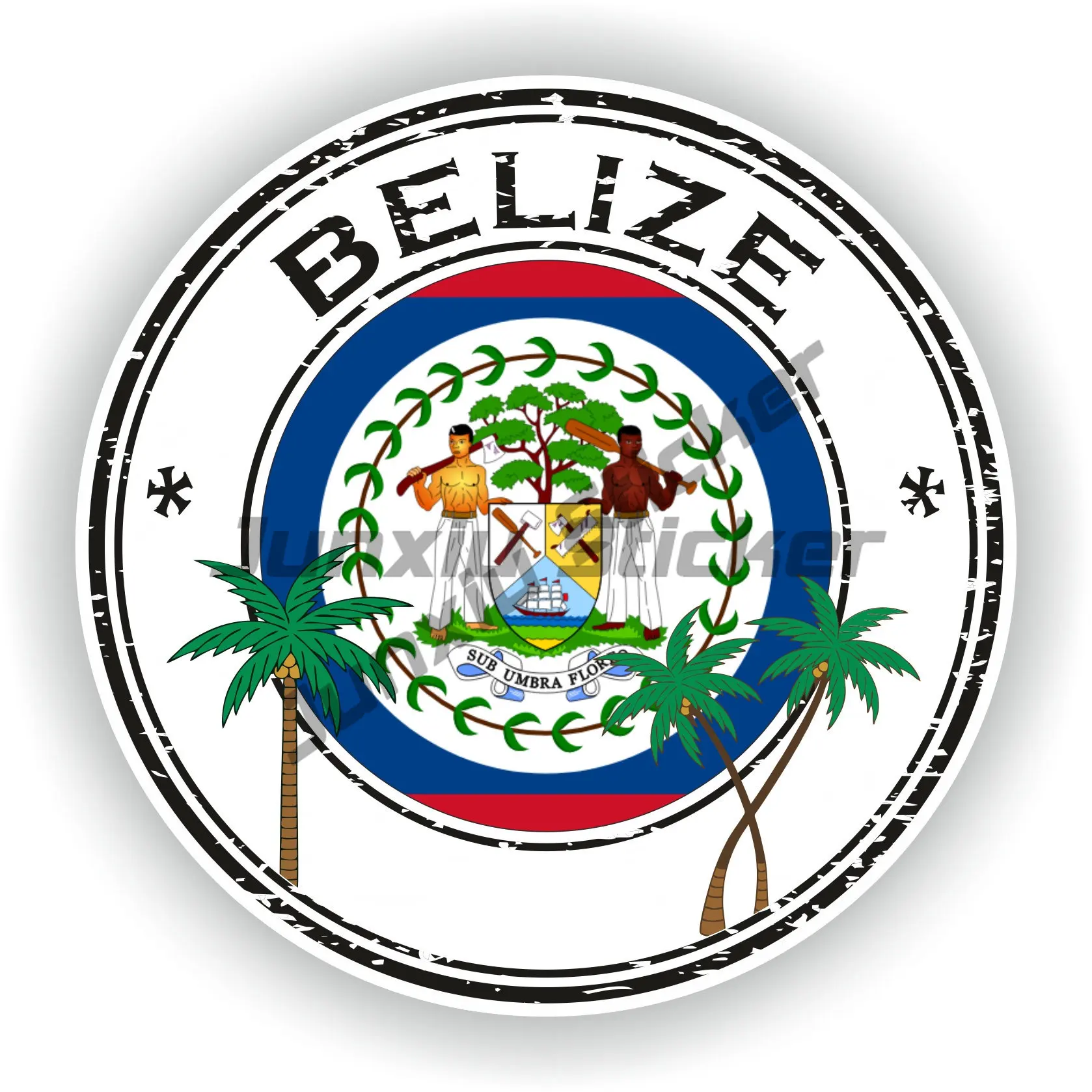 

Round Belizean Coat of Arms Sticker Central American Travel Belize Flag Blz Bz UV Protected Decal for Bumper Bodywork Decoration