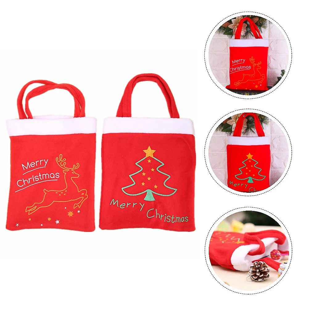 2 قطعة أكياس هدايا عيد الميلاد المحمولة حمل الحقائب أكياس التخزين الأحمر رائعتين محبوكة النسيج تخزين الحقائب #2