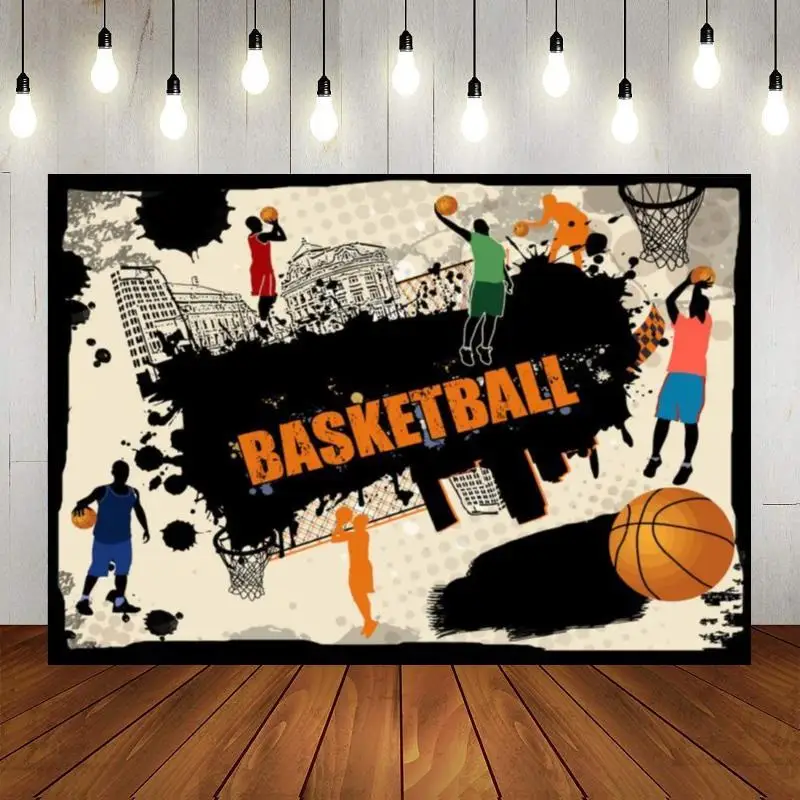 

Basketball Court Style Photography Backdrops Background Diverse Baby Shower Add Charm Your Special Day Custom Birthday Backdrop