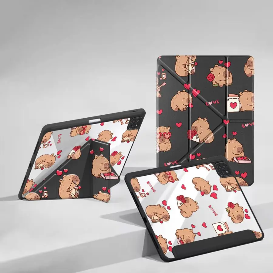 Holder Cover Tablet Case For iPad Pro 2025 Air 4 5 M3 M2 M4 11inch Pro 11 10 9 8 7 th 12.9inch Mini 6 7 Love Capybara