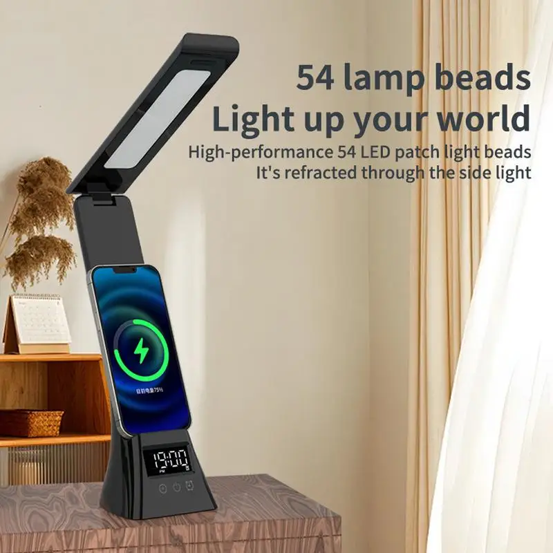 

Rechargeable Desk Lamps Eye-Caring Table Lamp With Wireless Charging Foldable Arm Eye-Caring Table Lamps Touch Control For