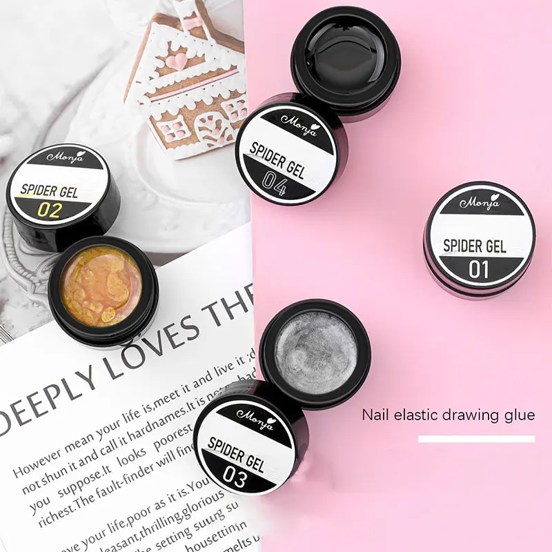 Wire Drawing Gel Nail Polish Black White Spider Web Gel Nail Art Design Painting Liner Glue Gel Reflective Top Coat