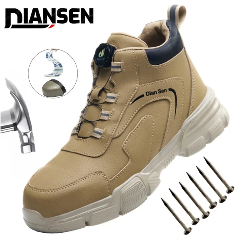 

Rotating Button Protective Lightweight Safety Shoes Puncture-Proof Anti-smash Steel Toe Shoes Work Footwear For Men Boots