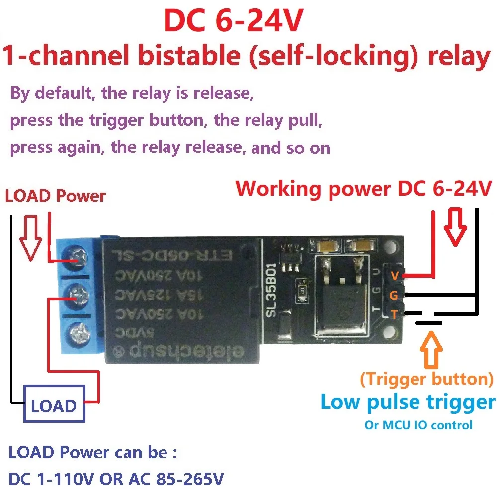 5V-24V 1-4CH Flip-Flop Relay Module with Bistable Self-locking Trigger for Time Switch Control in PLC Board