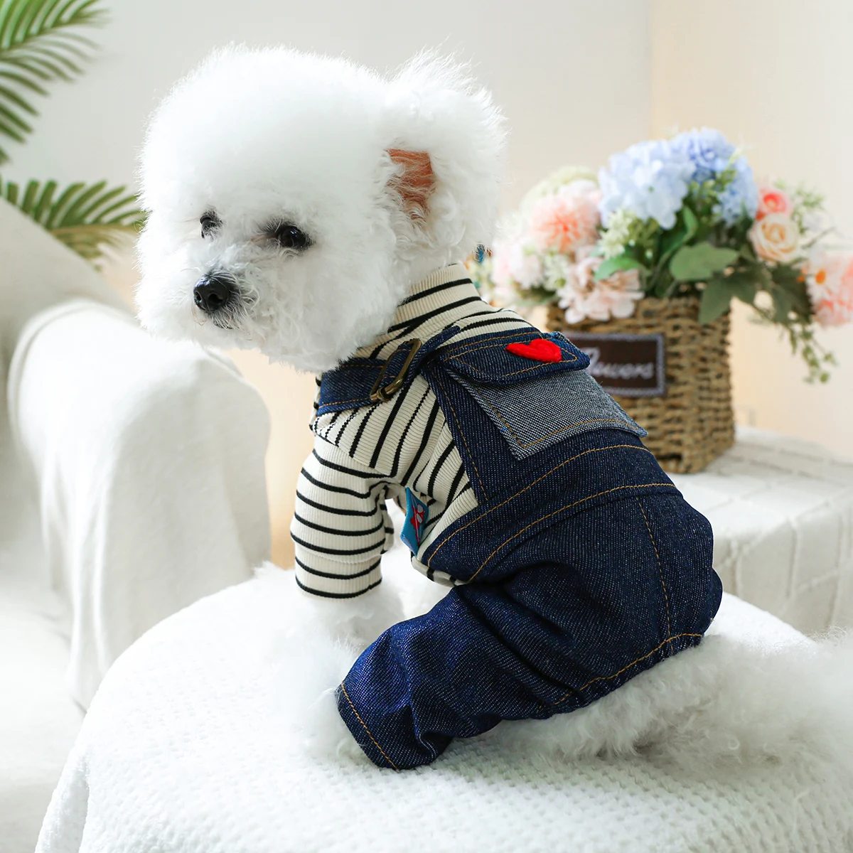 1PC Pet Clothing Spring and Autumn Love Retro Four Legged Strap Pants Suitable for Small and Medium sized Dogs